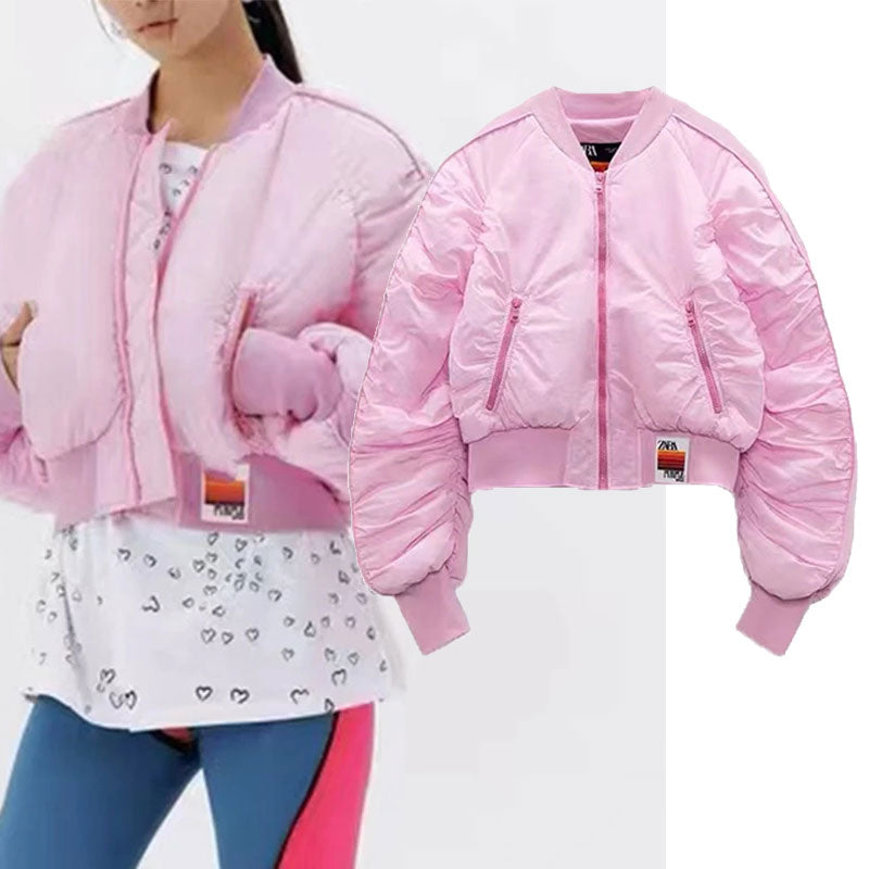 European And American Style Cotton Coat Short Bread Jacket Women's Bomber Jacket