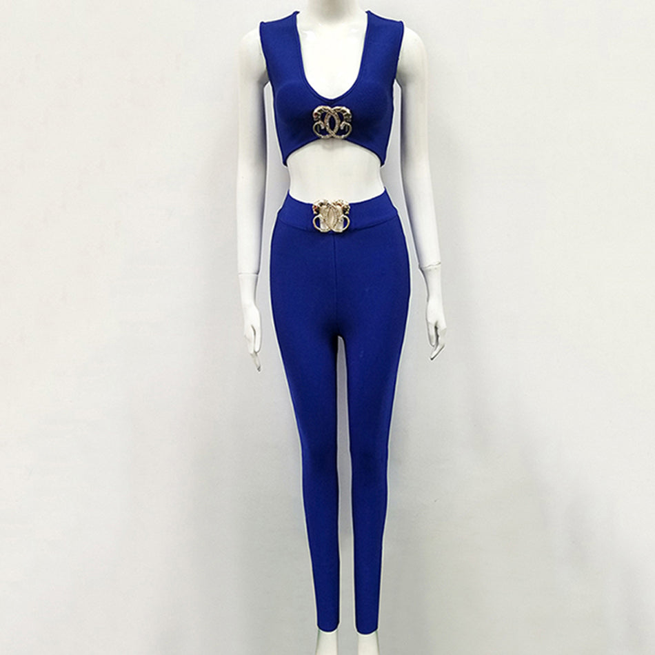 Sexy vest bandage feet pants two piece set