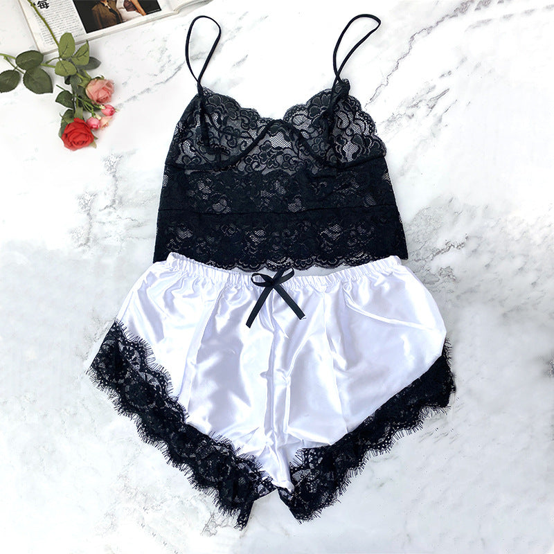 Women's New Lace Sexy Lingerie Two Piece Suit
