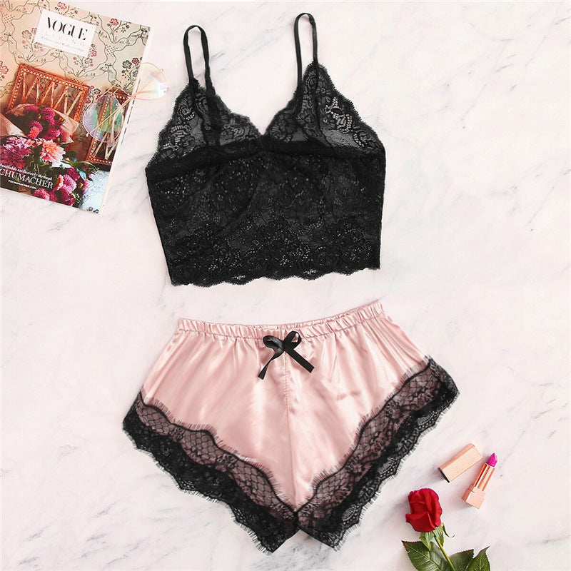 Women's New Lace Sexy Lingerie Two Piece Suit