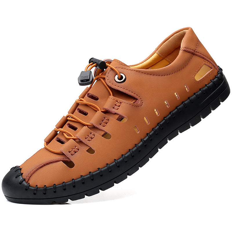 Leather Baotou Hole Shoes Cowhide Casual Hollow Sandals