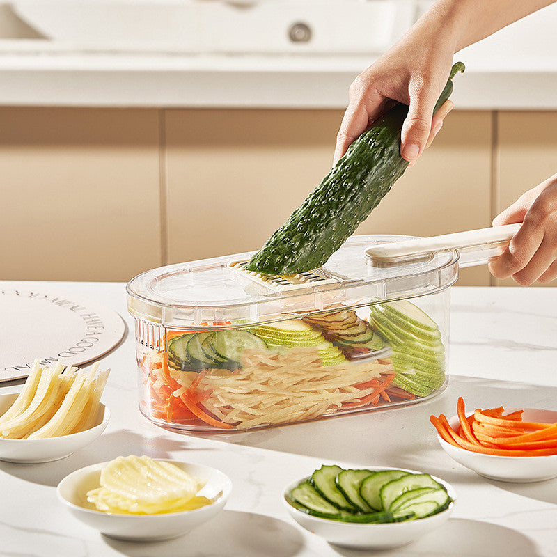 2023 New Multifunction Vegetable Cutter With Basket And Brush Portable Slicer Chopper Kitchen Tools