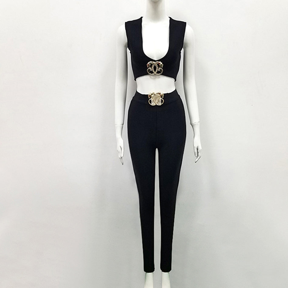 Sexy vest bandage feet pants two piece set