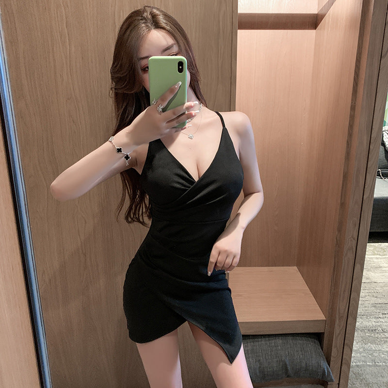 Night Show V-neck Skinny Bag Hip Suspender Dress