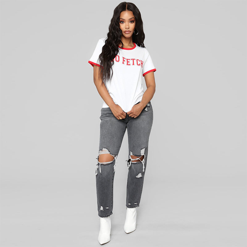 Ripped big hole fashion Jeans Women High Waist skinny pencil Denim Pants Elastic Stretch sexy slim fit gray Jeans women S-2XL