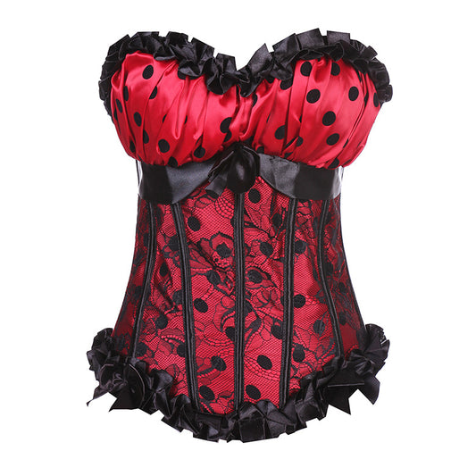 Polka Dot Lace Waist Court Corset