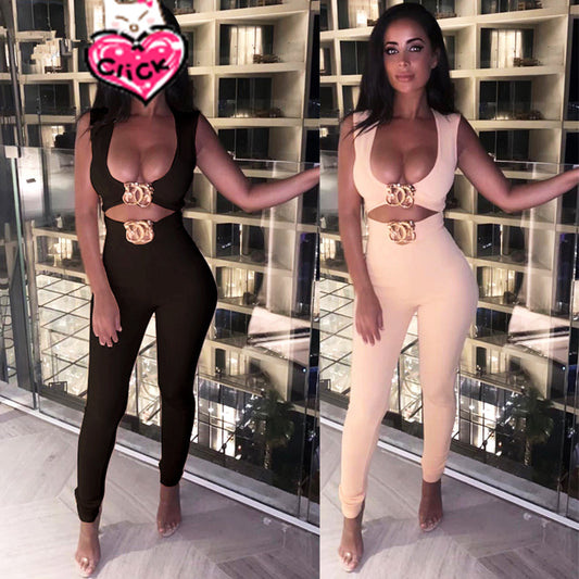 Sexy vest bandage feet pants two piece set