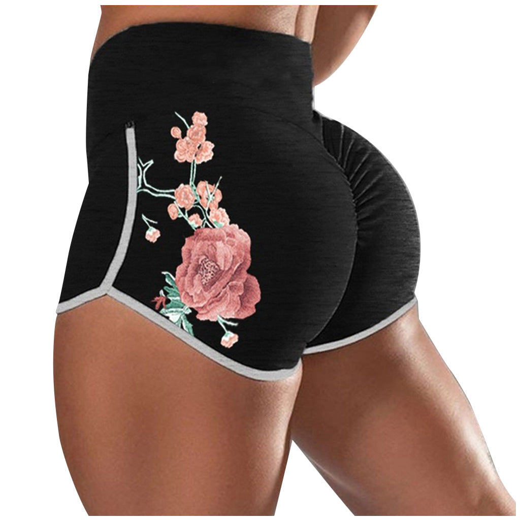 Women Female Push Up Gym Legging Running Floral Workout Shorts Scrunch Booty Gym Comfortable Pants